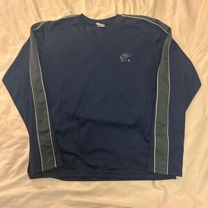 Nike Men's Long Sleeve Tee - Navy and Gray